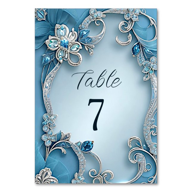 Table Numéro de tableau Floral Orné Bleu (Par défaut)