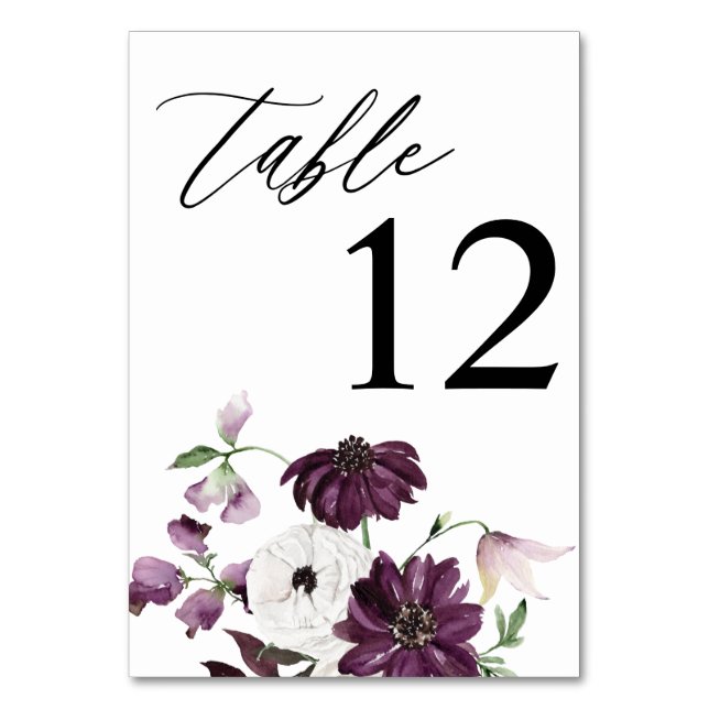Table Numéro de tableau Floral violet et blanc (Par défaut)