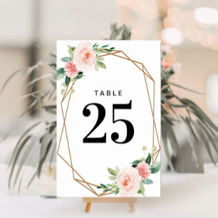 Table Numéro de tableau géométrique rose aquarelle