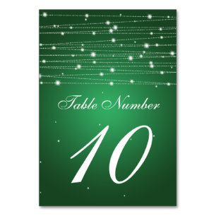 Table Numéro de tableau Lignes étincelantes vert émeraud