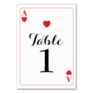 Table Numéro de tableau Mariage As of Hearts Jouer des c