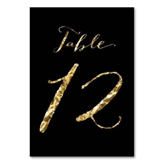 Table Numéro de tableau mariage Black Gold Foil No 12 (Par défaut)