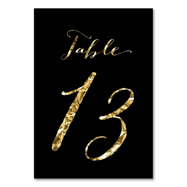 Table Numéro de tableau mariage Black Gold Foil No 13 (Par défaut)