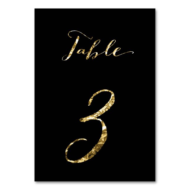 Table Numéro de tableau mariage Black Gold Foil No 3 (Par défaut)