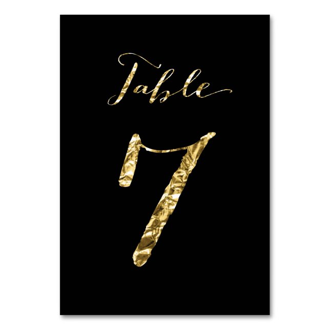 Table Numéro de tableau mariage Black Gold Foil No 7 (Par défaut)