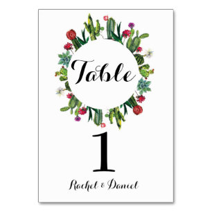 Table Numéro de tableau Mariage Cactus Wreath Fiesta Mex