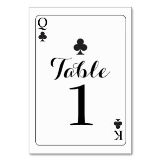Table Numéro de tableau Mariage K Q Ace Clubs Jouer des
