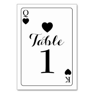 Table Numéro de tableau Mariage K Q Ace Coeurs Jouer des