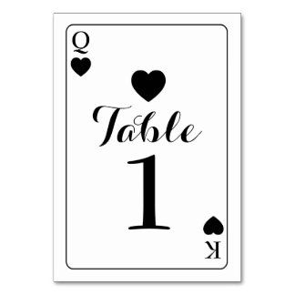 Table Numéro de tableau Mariage K Q Ace Coeurs Jouer des