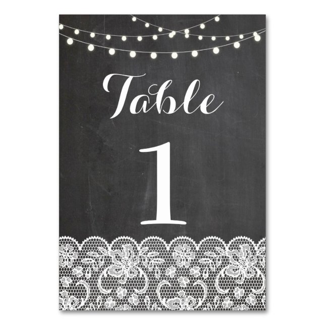 Table Numéro de tableau Mariage Rustic Chalkboard Lights (Par défaut)