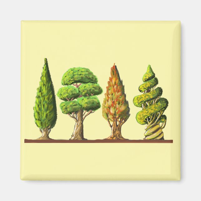 table of three sculpted trees digital drawing magnet (Front)