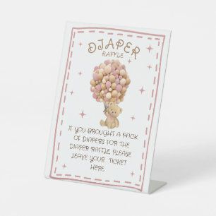 Table Ours Ballons Rose Bearly Wait Diaper Signe de trap