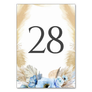 Table Pampas Grass Dusty Blue Mariage Numéro de tableau