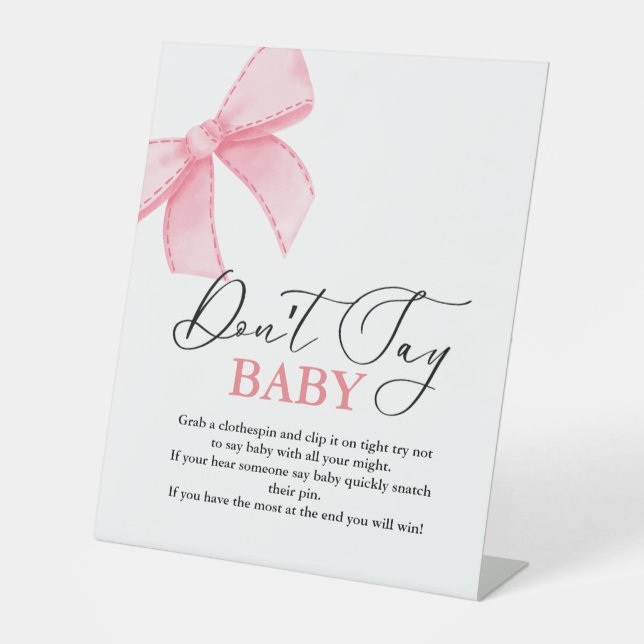 Table PinkBow ne dit pas bébé' Baby shower signe de jeu (Recto)