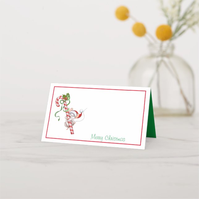 Table Place Holder with Christmas Mouse Place Card (Front)