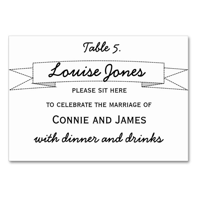 Table Place Name for Wedding Number (Front)
