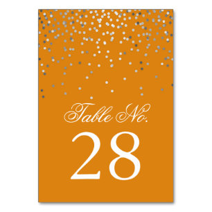 Table Points Confetti en argent Orange Mariage Numéro de