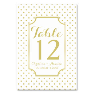 Table Polka-Dots d'huile d'or Mariage moderne Numéro de