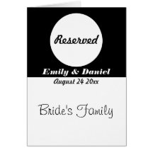 Table Reservation Card Black And White Wedding