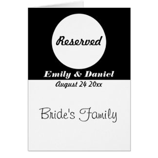 Table Reservation Card Black And White Wedding