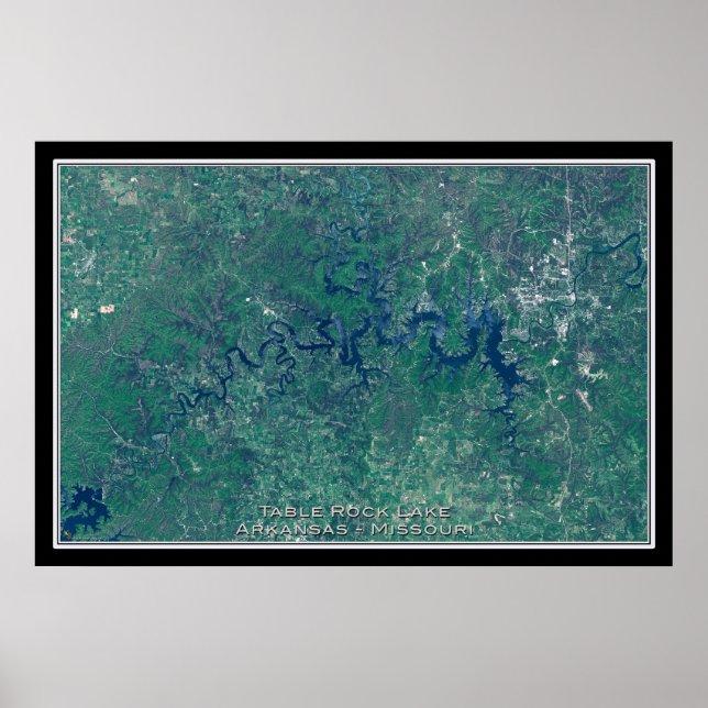 Table Rock Lake Arkansas - Missouri Satellite Map Poster (Front)