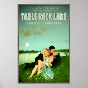 Table Rock Lake Missouri Arkansas Moonlight Poster