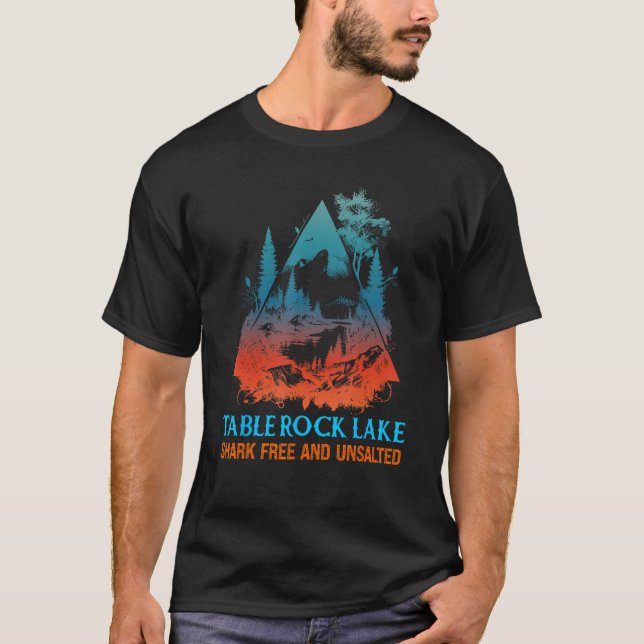 Table Rock Lake Shark Free and Unsalted Funny Natu T-Shirt (Front)