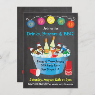 Table Ronde BBQ Party Boissons Invitations