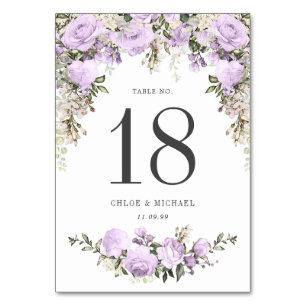 Table Rose violet rustique Mariage Floral Numéro de tabl