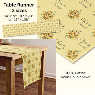 Table Runner Add Names Golden Yellow Flowers