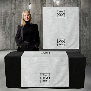 Table Runner Banner Business 2 Logos Faux Linen Tapestry