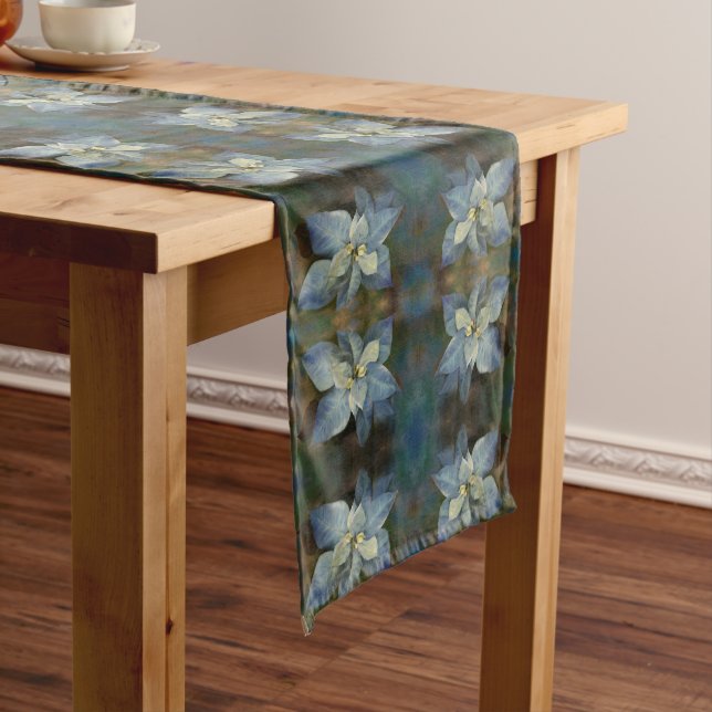 Table Runner Blue Poinsettia (In Situ)