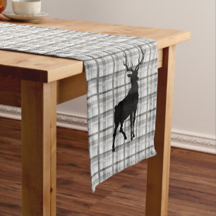 Table Runner Grey Plaid & Deer