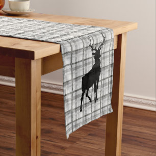Table Runner Grey Plaid & Deer