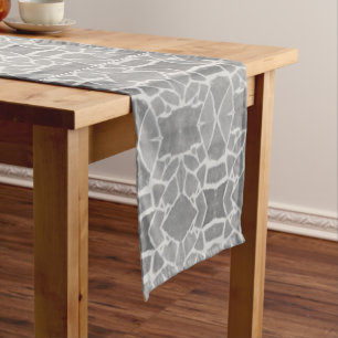 Table Runner Grey White Stone Tiles Mosaic Pattern