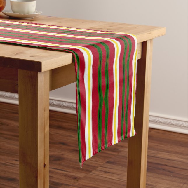 Table Runner Kwanzaa Stripes (In Situ)