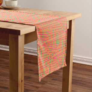 Table Runner, Orange, Geometry Lines, Kids Art Long Table Runner