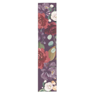 Table Runner Plum Purple Roses Gold Geometric Flor