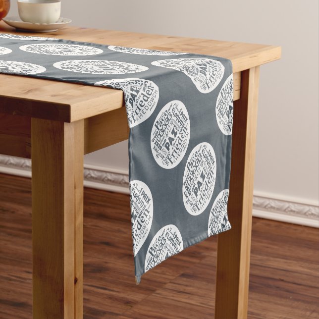 Table runner with multilingual peace design (In Situ)