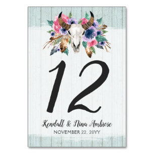 Table Russe Floral Vache Crâne Boho Mariage Numéro de ta