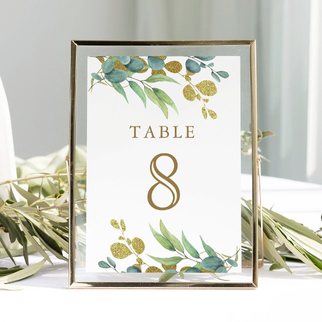 Table Rustique Eucalyptus Gold Branch Mariage Numéro de  (Créateur téléchargé)