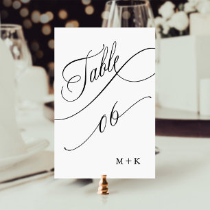 Table Script de luxe Mariage noir et blanc numéro 6,