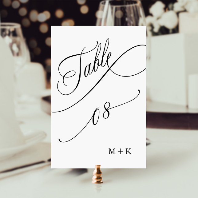 Table Script de luxe Mariage noir et blanc numéro 8, (Créateur téléchargé)