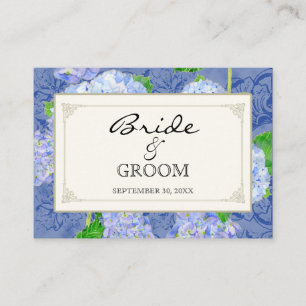 Table Seating Escort Blue Hydrangea Lace Floral Place Card