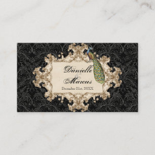 Table Seating - Purple Vintage Peacock & Etchings Place Card