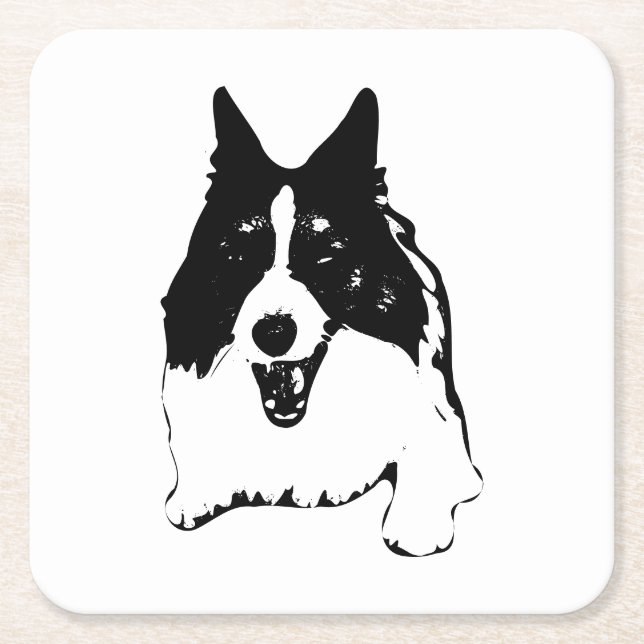 Table Smiles, Corgi Study Square Paper Coaster (Front)