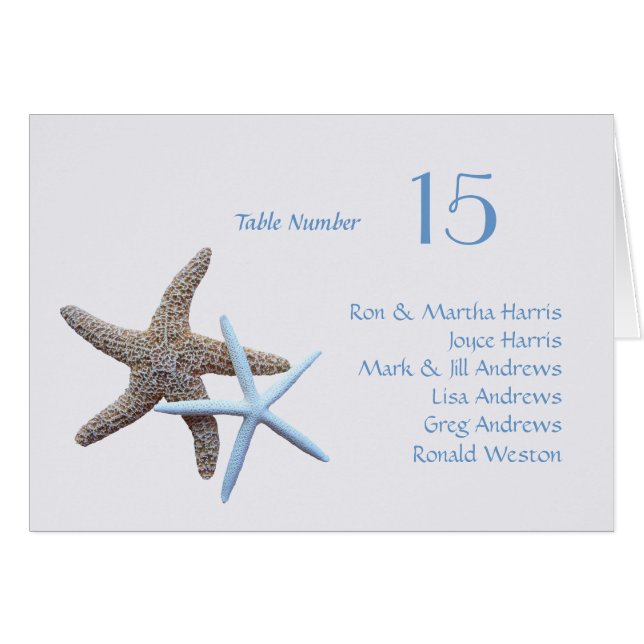Table Starfish Siège Tous les noms Carte pliée (Devant horizontal)