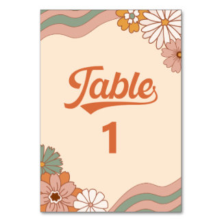 Table Super Retro 1970s Daisy Floral Numéro de tableau