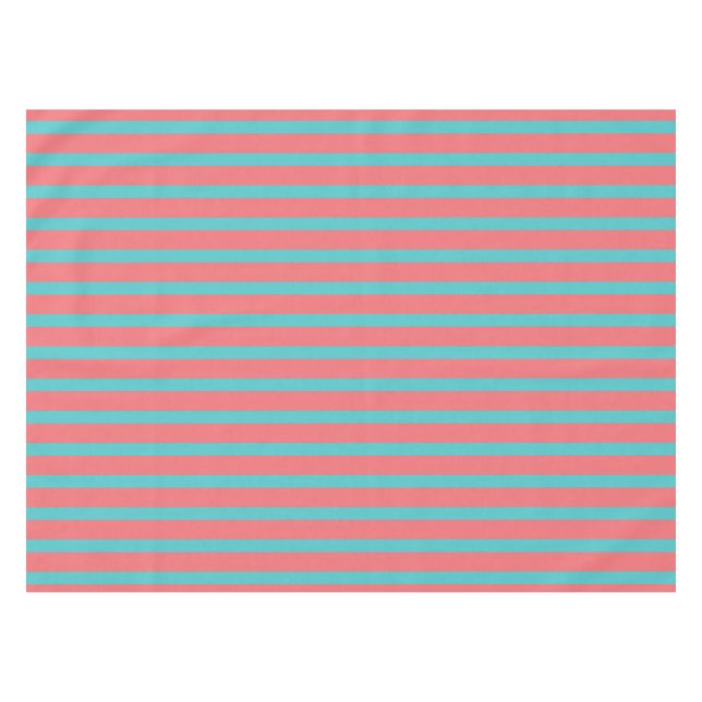 Table tabel Coral with Turquoise lines Tablecloth (Front (Horizontal))