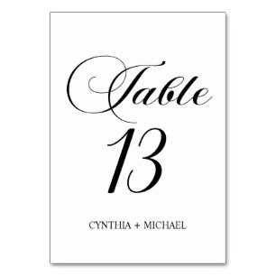 Table Tableau 13 Mariage de script moderne Numéro de tab